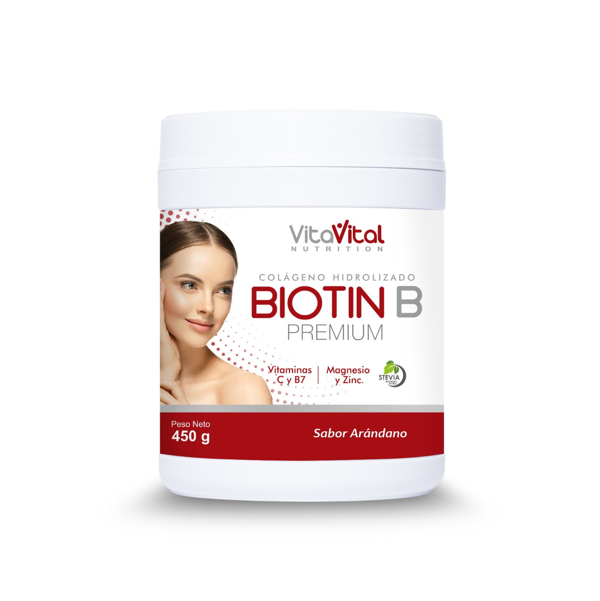 VitaVital Biotin B Premium Sabor Ar&aacute;ndano - Frasco 450 G, , large image number null