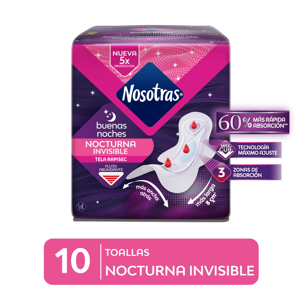 Toallas Higi&eacute;nicas Nosotras Buenas Noches Invisible Rapisec - Bolsa 10 UN, , large image number null