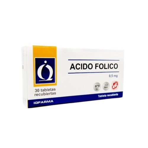 &Aacute;cido Folico 0.5mg  - Caja 30UN, , large image number null