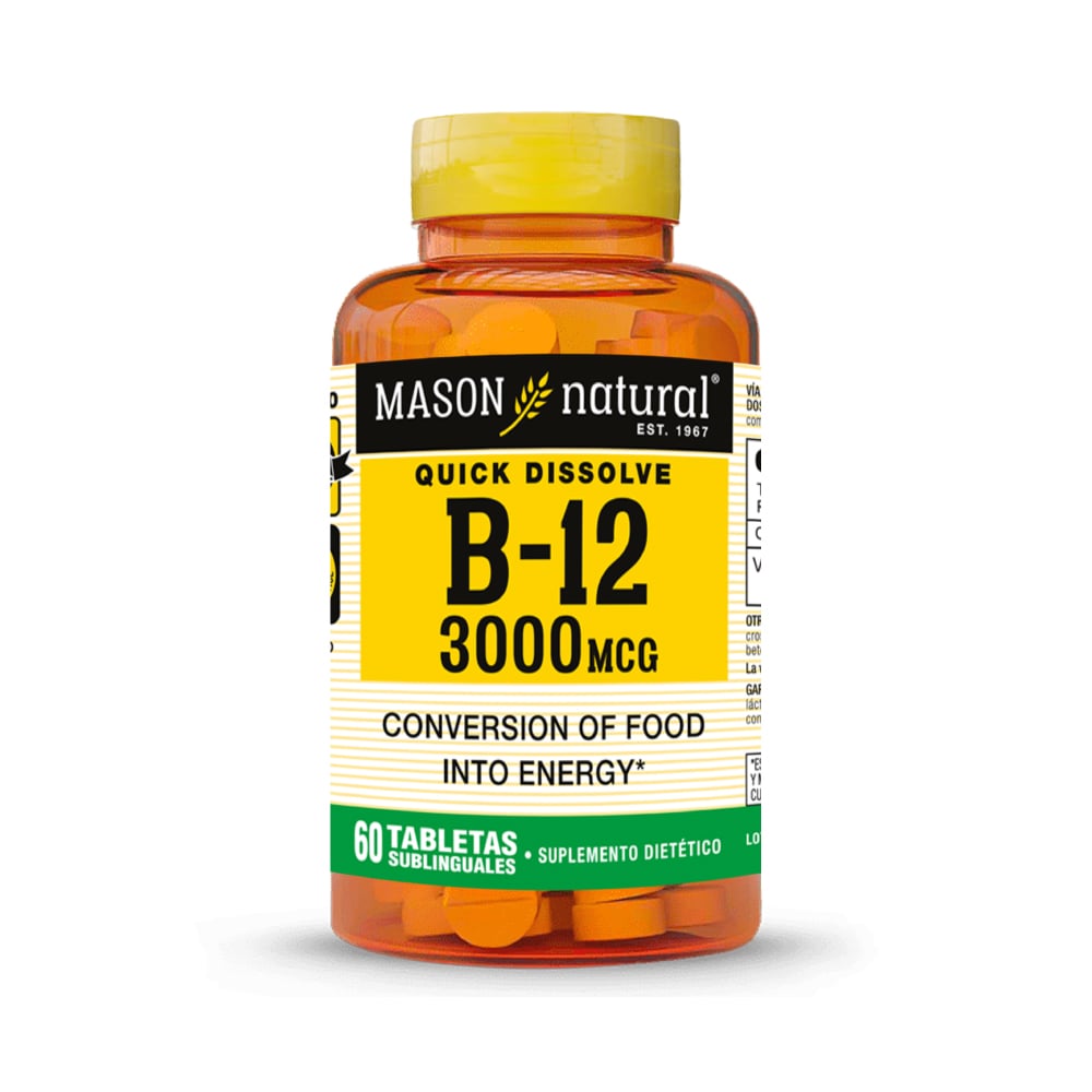 Vitamina B12 3000 Mcg Tabletas Sublinguales Sabor Dulce - Frasco 60 UN, , large image number null