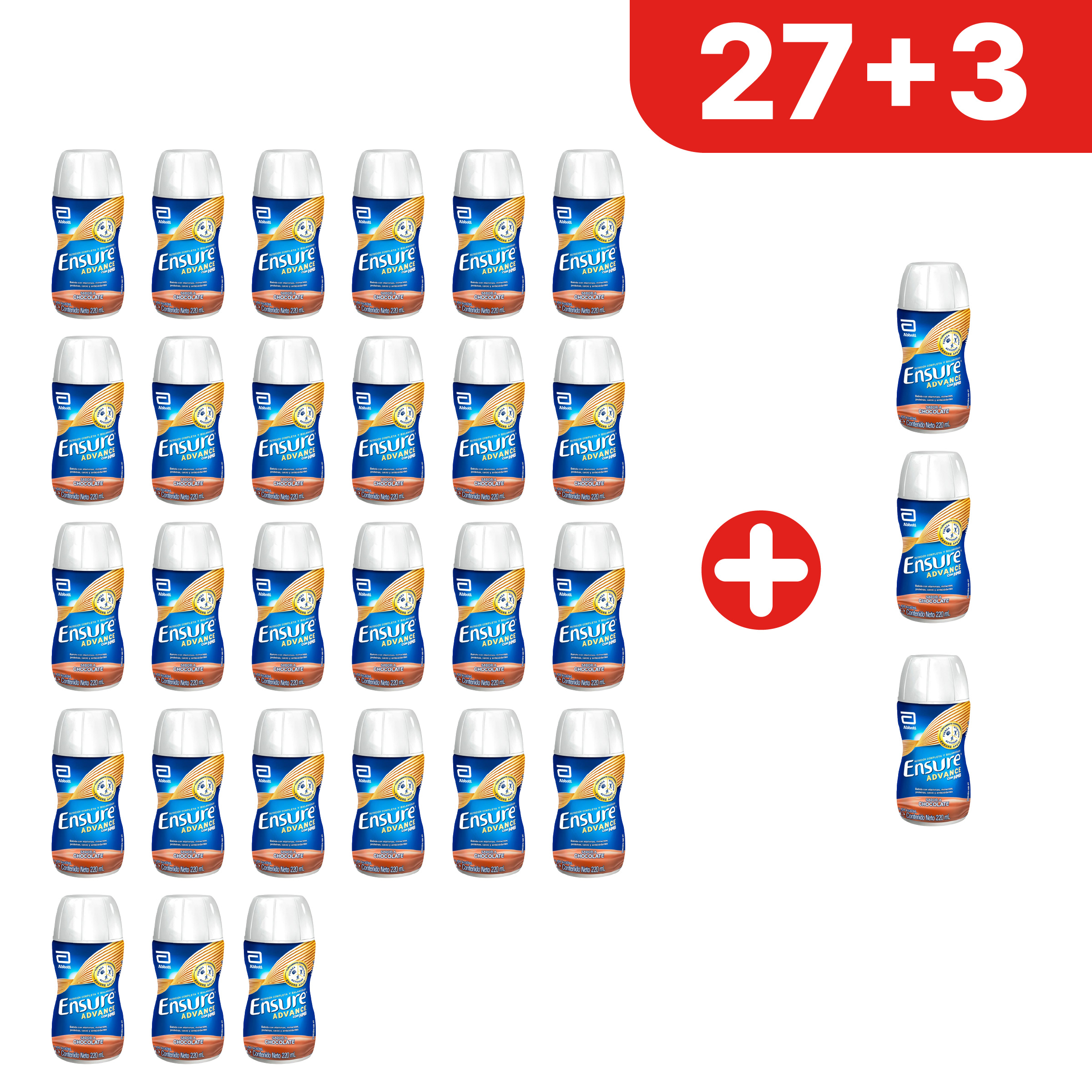 Pack 30 Ensure Advance L&iacute;quido Chocolate - Frasco 220 ML, , large image number null