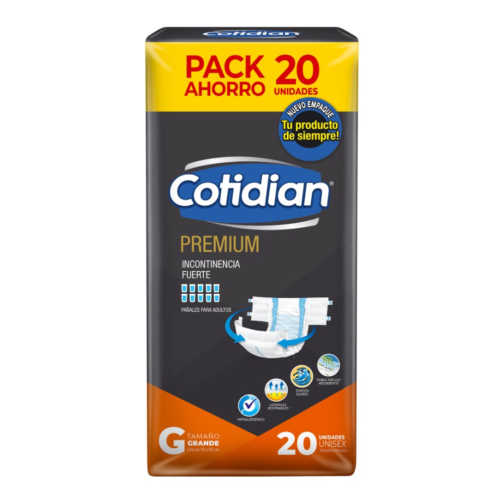 Pa&ntilde;al Cotidian Premium Talla G - Bolsa 20 UN, , large image number null