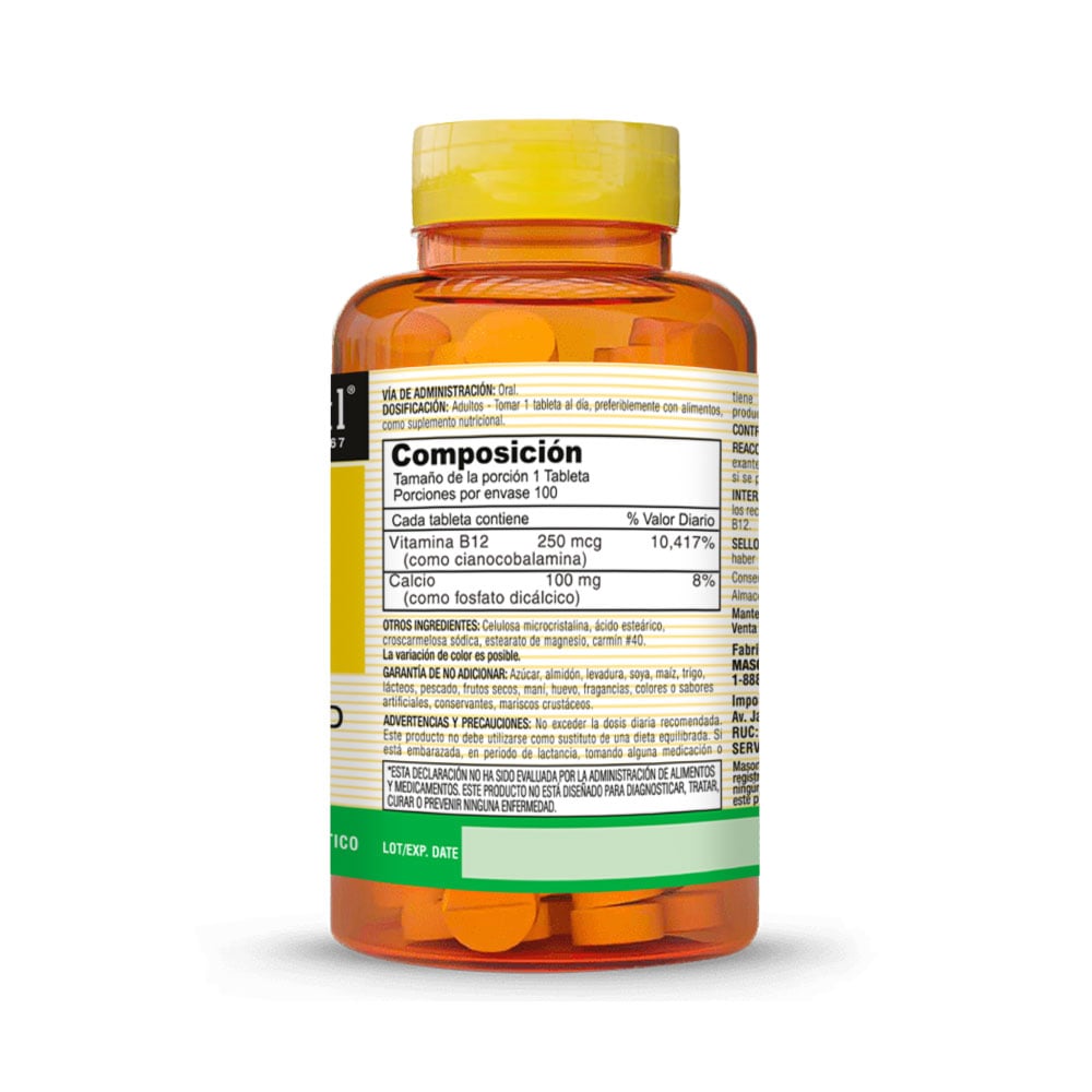 Vitamina B-12 250 MCG - Frasco 100 UN, , large image number null