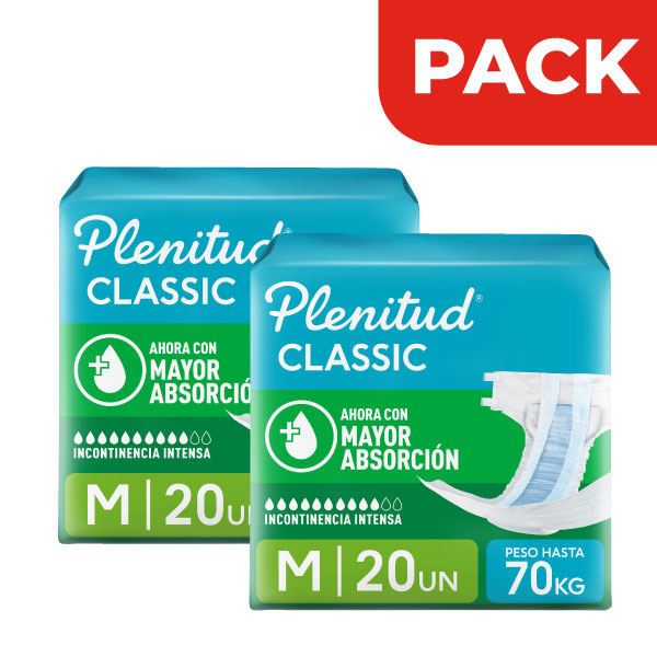 D&uacute;o Pack Pa&ntilde;al Plenitud Classic Talla P/M  Bolsa 20 UN - Pack 2UN, , large image number null