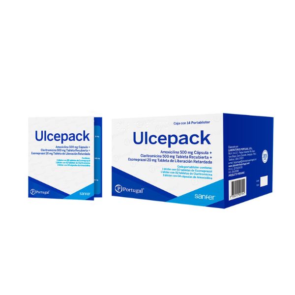 Ulcepack amoxicilina+claritromicina+esomeprazol liberaci&oacute;n retardada - Caja 14 UN, , large image number null