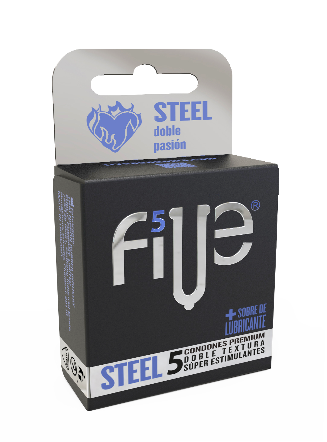 Preservativo Five Steel Doble Textura - Caja 5UN, , large image number null