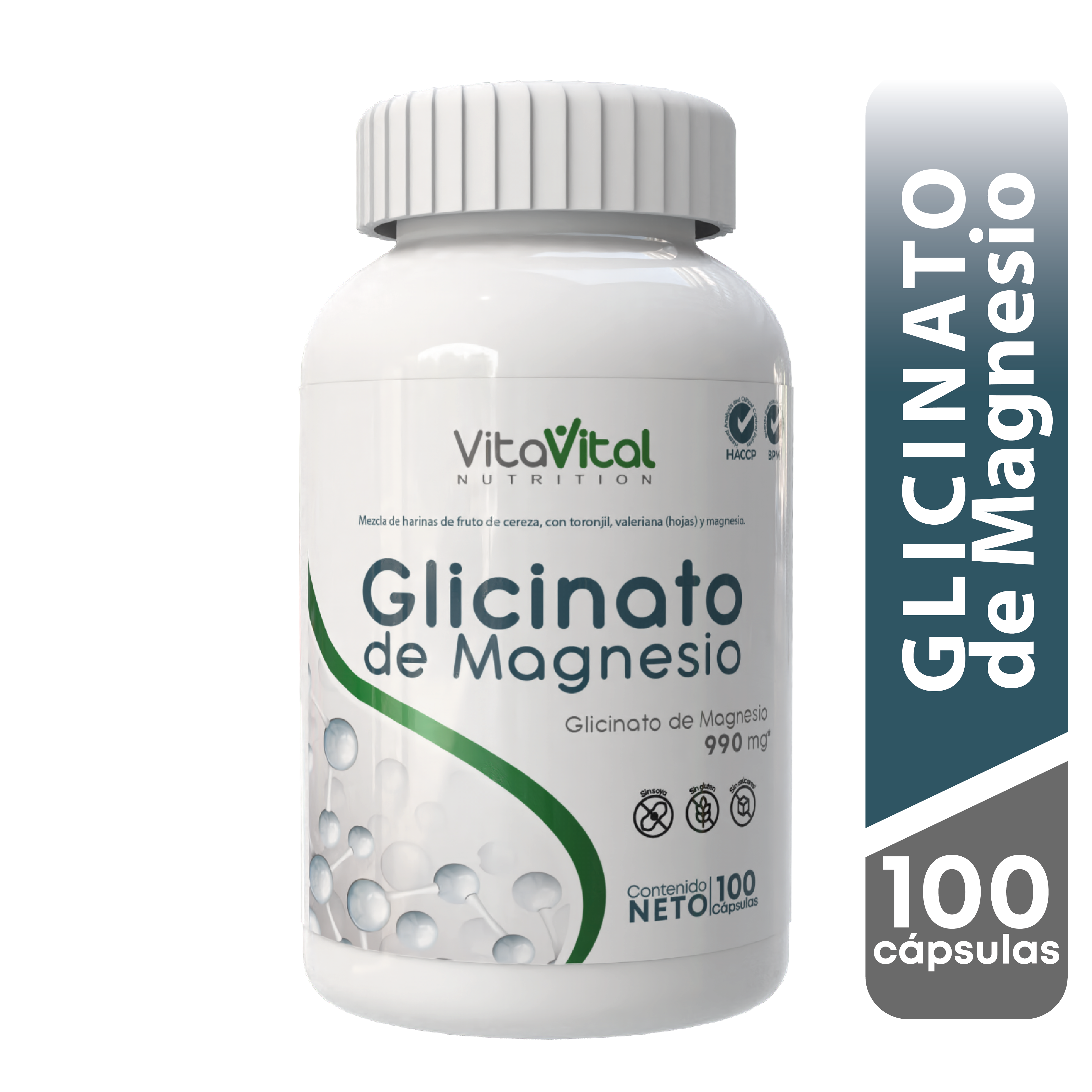 Vita Vital Glicinato De Magnesio C&aacute;psulas &ndash; Frasco 100 UN, , large image number null