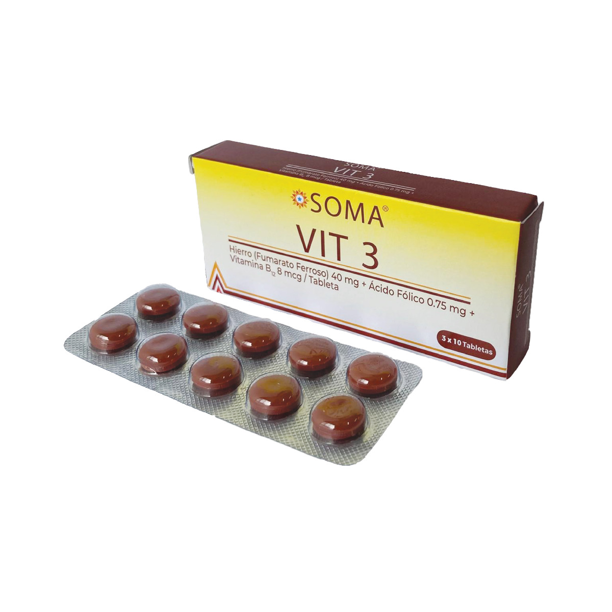 Soma Vit 3 / 40 Mg + 0.75 Mg Tabletas - Caja 30 UN, , large image number null