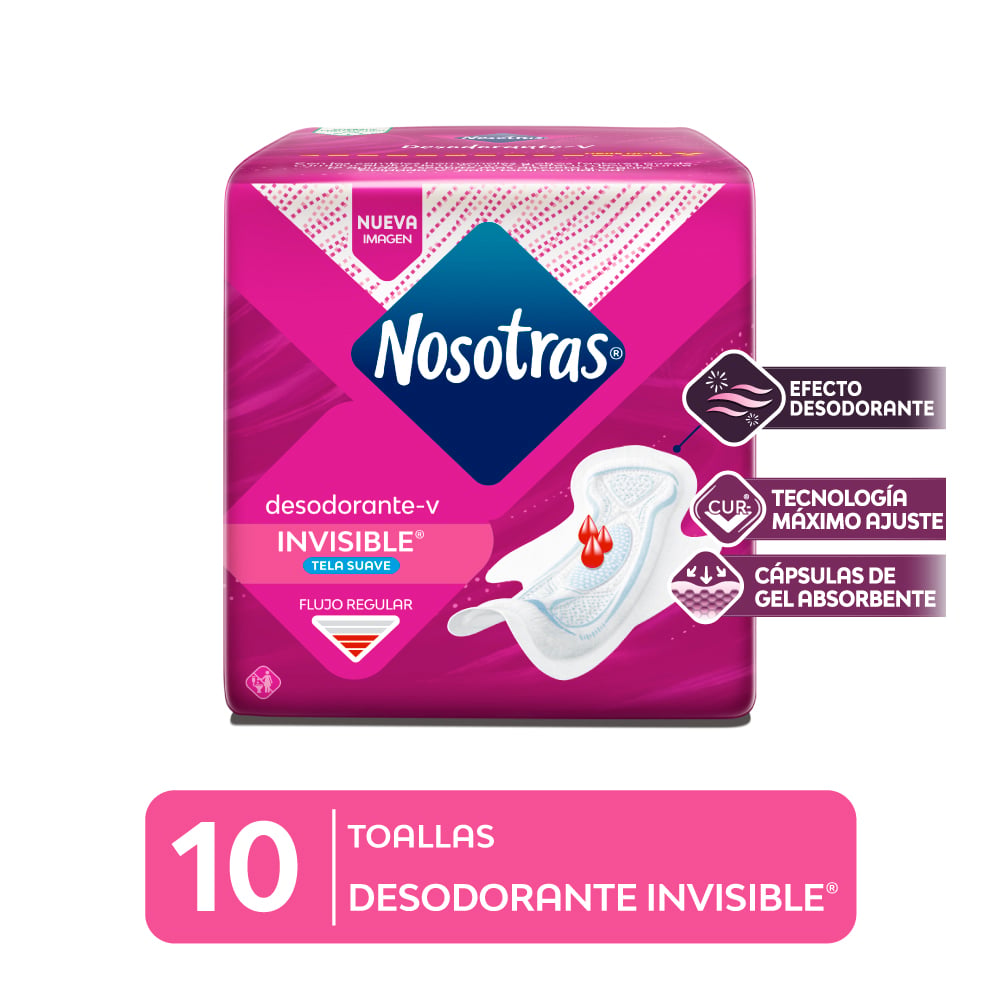 Toallas Higi&eacute;nicas Nosotras Invisible Desodorante - Bolsa 10 UN, , large image number null