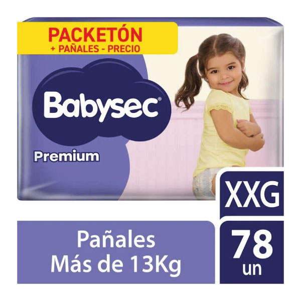 Pa&ntilde;al Babysec Premium Packet&oacute;n talla XXG - Bolsa 78 UN, , large image number null