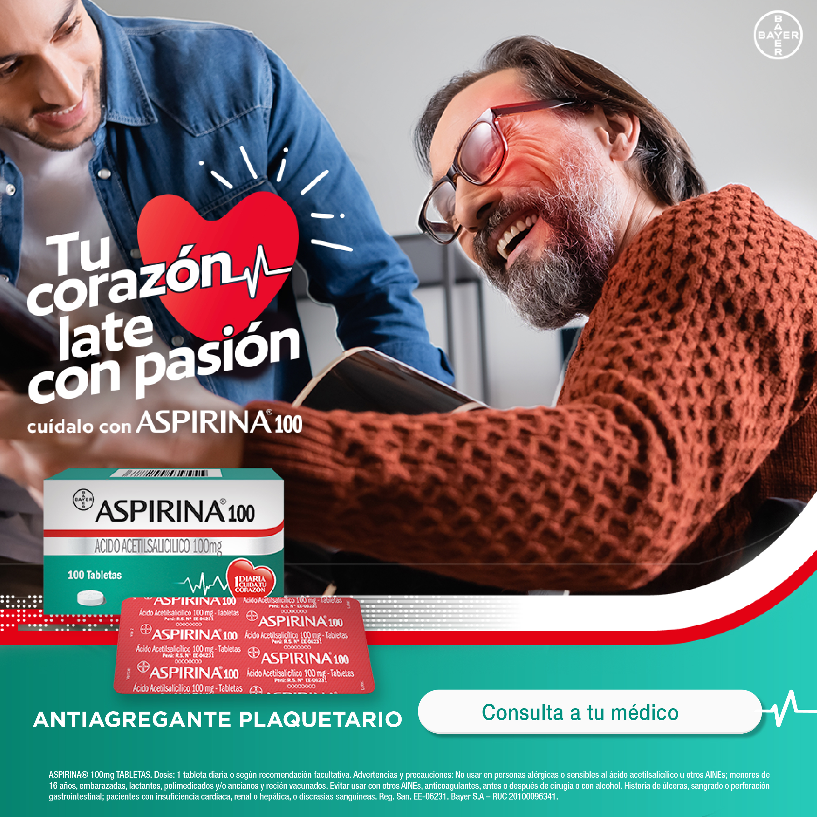 Aspirina 100 Prevenci&oacute;n Cardiovascular 100 Mg image number null