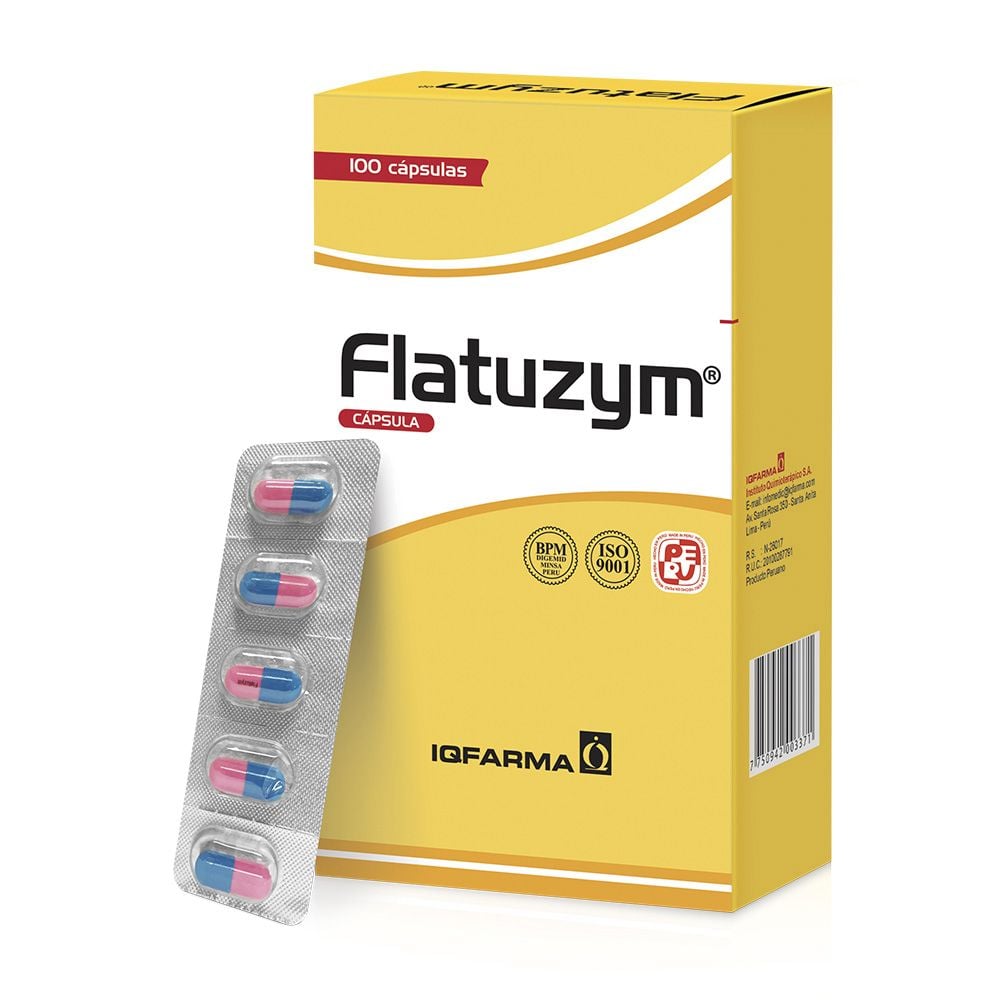 Flatuzym Advance 50mg + 13mg + 24mg + 5mg + 50mg C&aacute;psula - Caja 100 UN, , large image number null