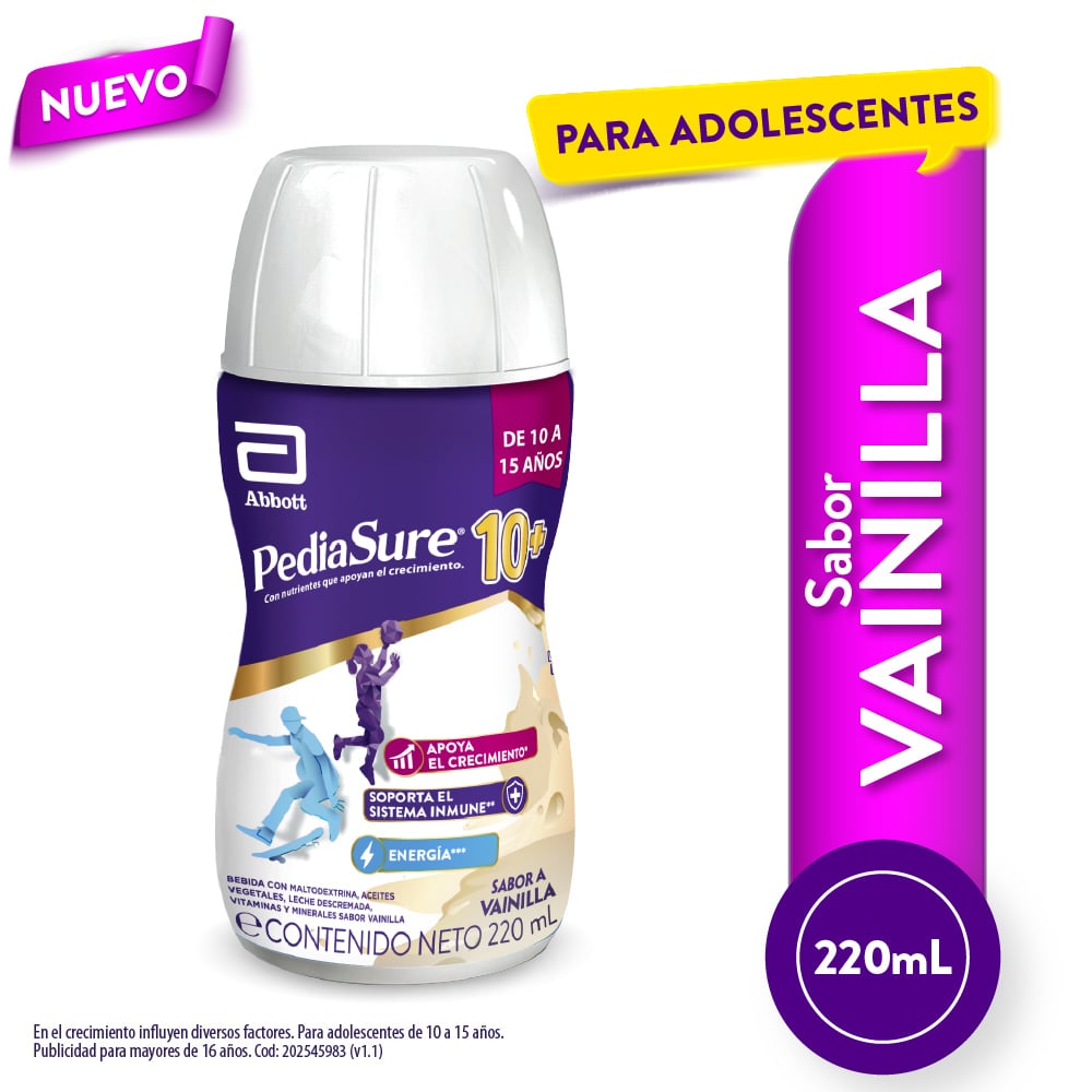 Pediasure 10+ Liquido Vainilla- Frasco 220 ML, , large image number null