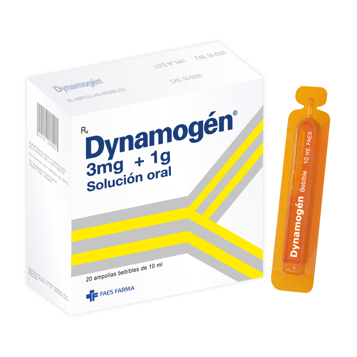Dynamog&eacute;n 3 Mg + 1 G Ampolla Bebibles - Caja 20 UN, , large image number null