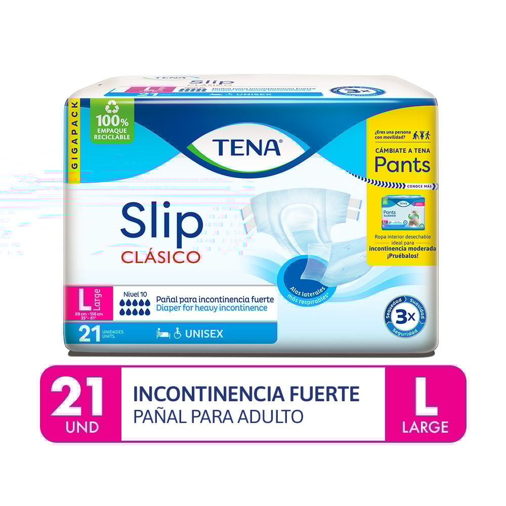 Tena Slip Cl&aacute;sico Talla L - Bolsa 21 UN, , large image number null