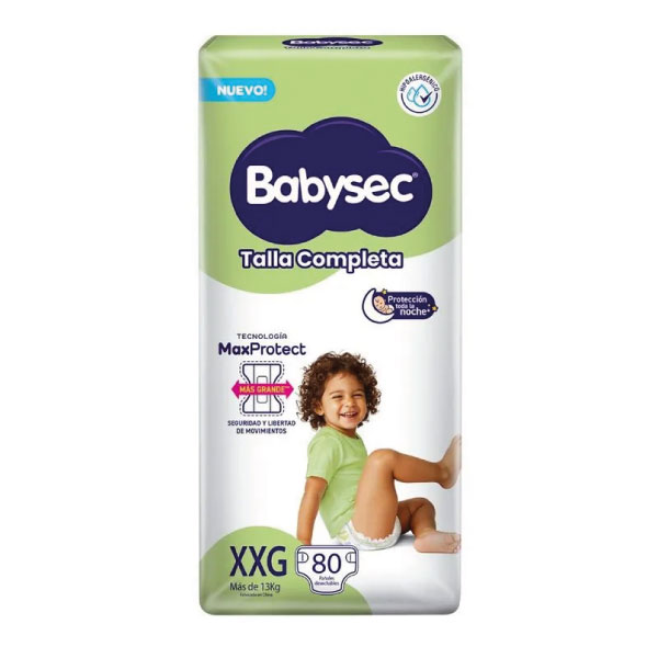 Pa&ntilde;al Babysec Talla Completa talla XXG - Bolsa 80 UN, , large image number null
