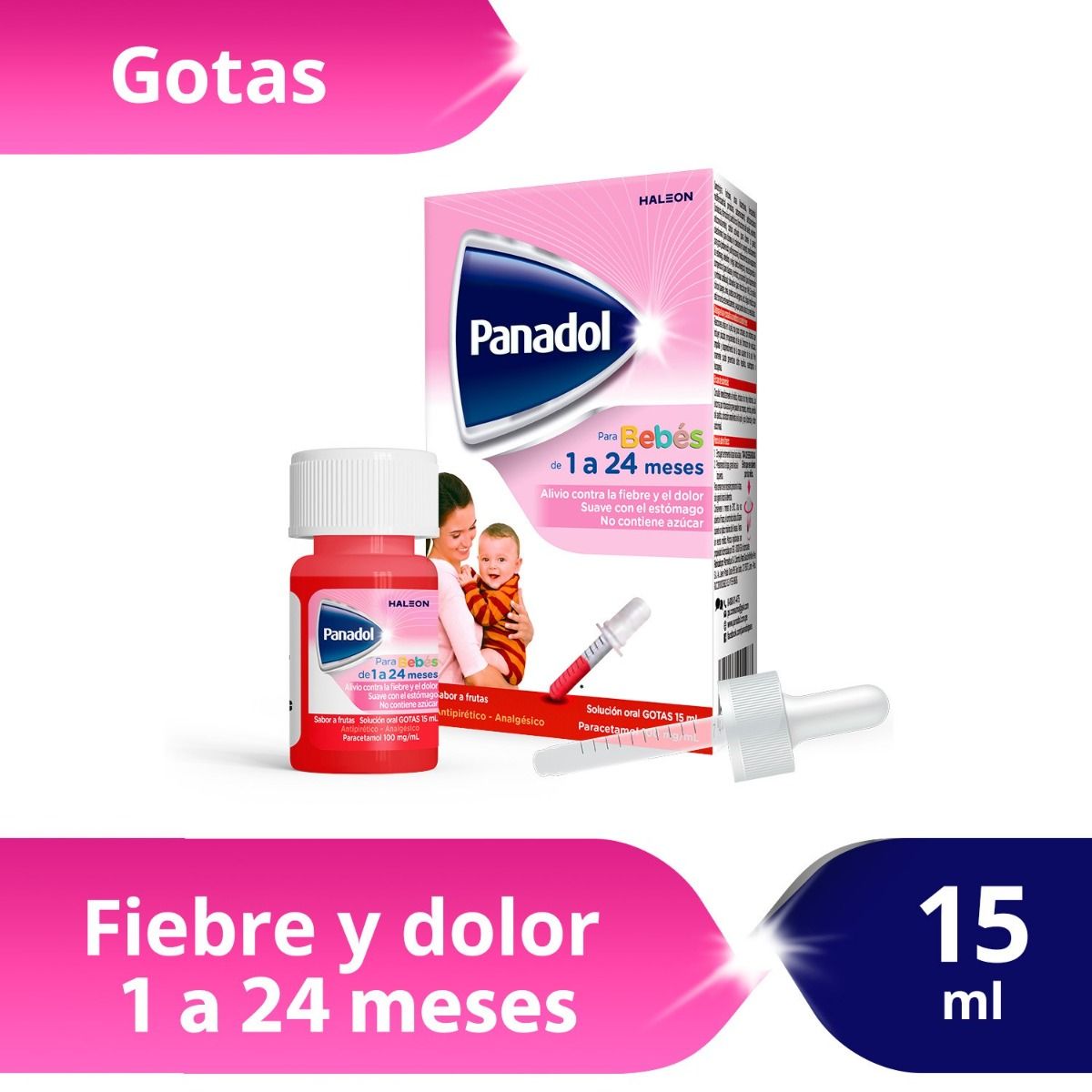 Panadol para Ni&ntilde;os 0+ 100Mg Soluci&oacute;n Oral Gotas - Frasco 15 ML, , large image number null