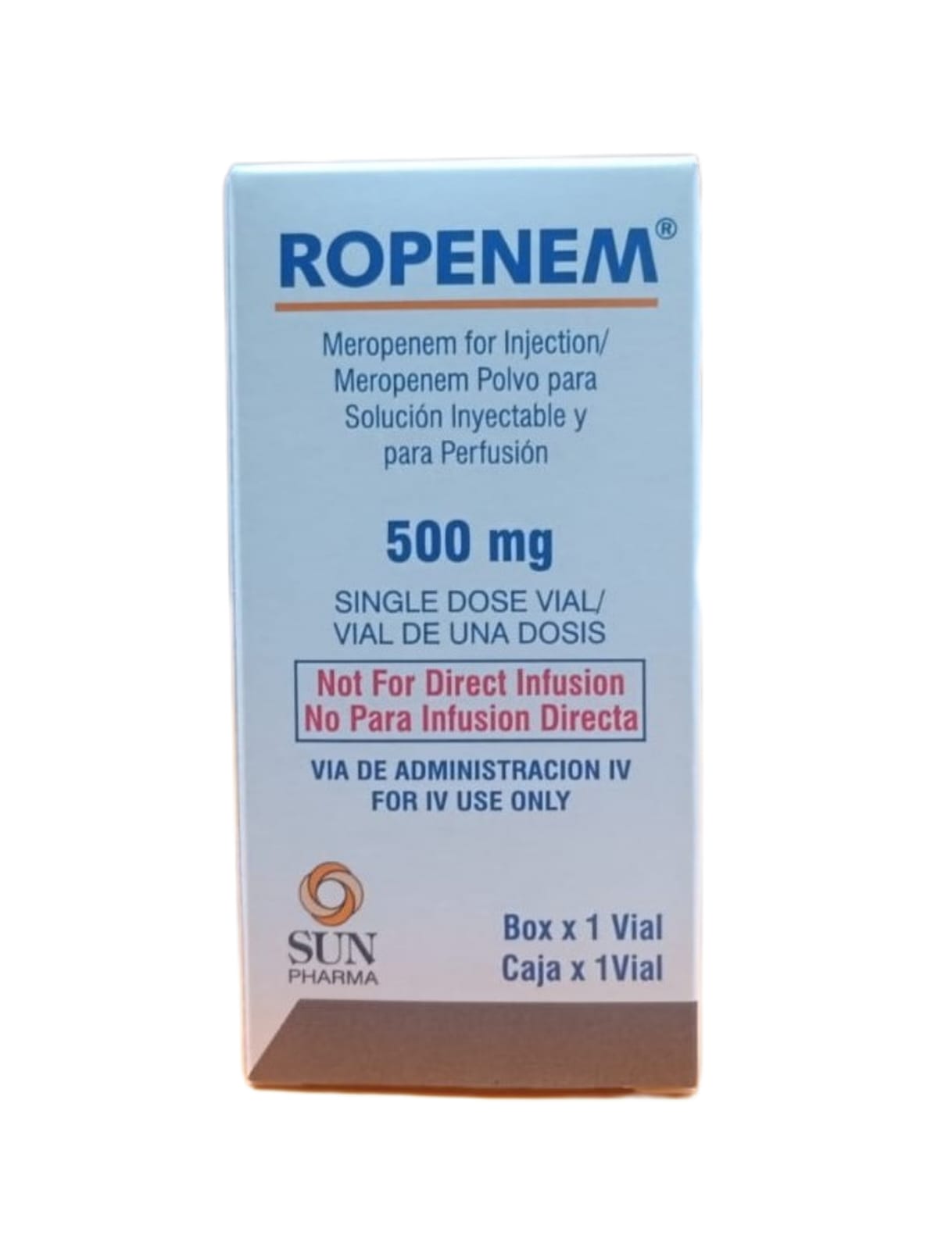 Meropenem 500 MG Polvo para Soluci&oacute;n Inyectable y Perfusi&oacute;n Vial - Caja 1 UN, , large image number null