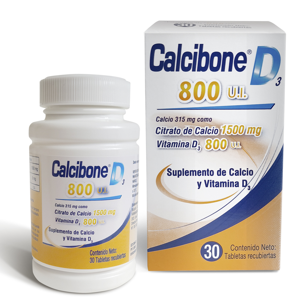 Calcibone 1500Mg-800 U.I Tabletas Recubiertas - Frasco 30 UN, , large image number null