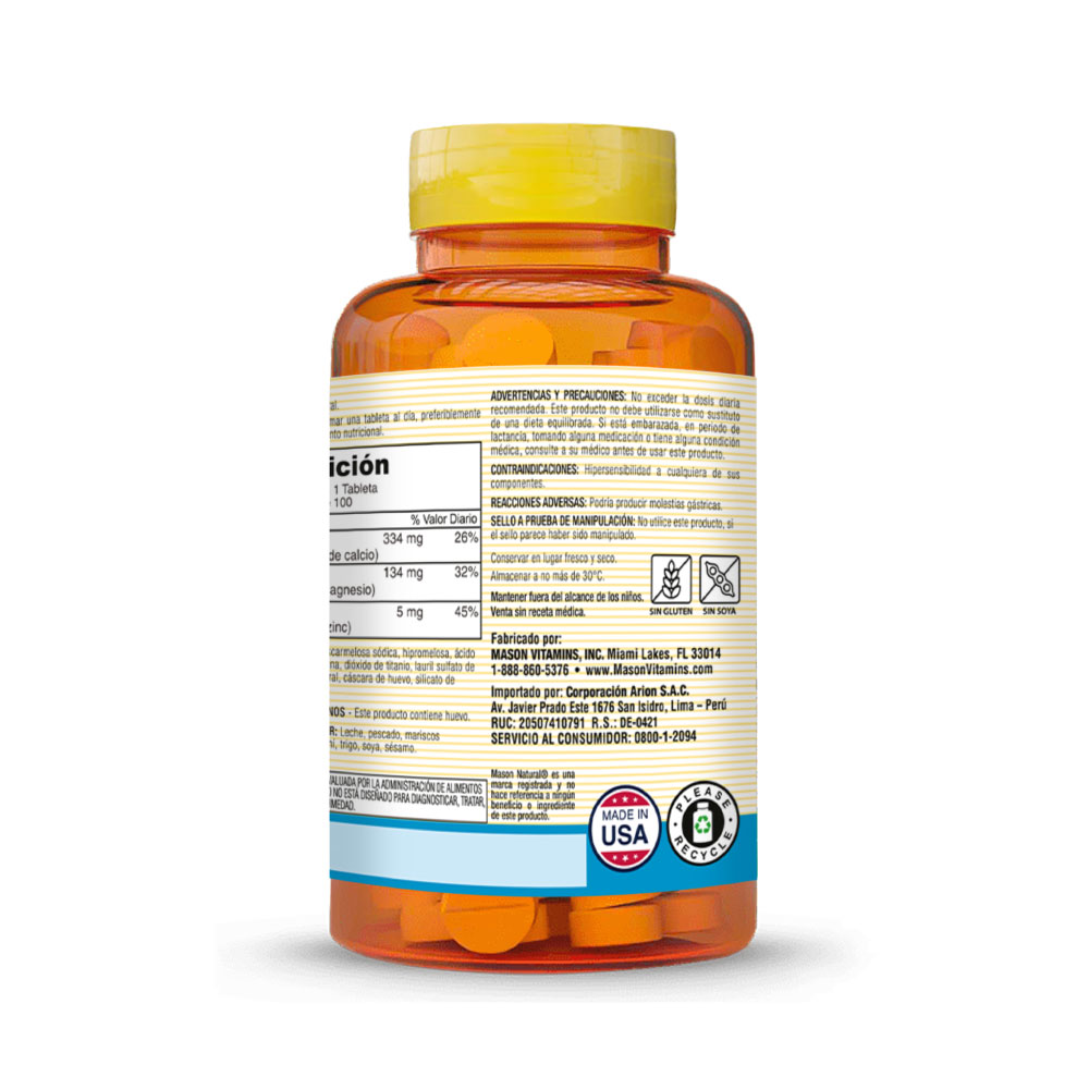 Calcio Magnesio Zinc - Frasco 100 UN, , large image number null