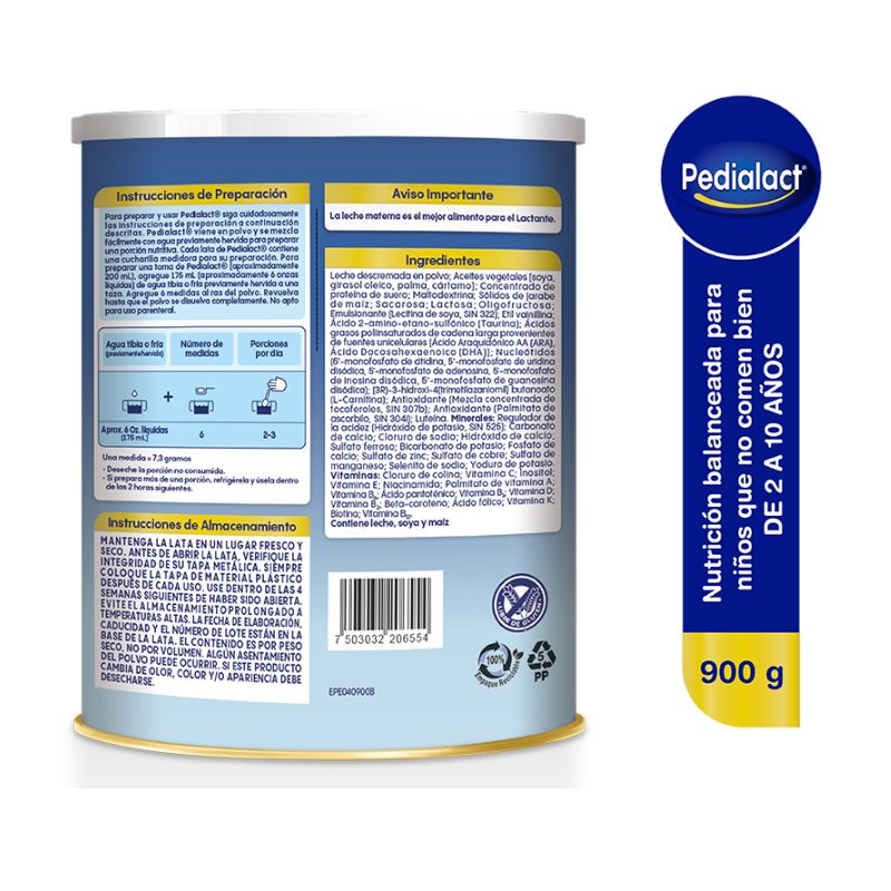 Pedialact Sabor Vainilla - Lata 900 G, , large image number null