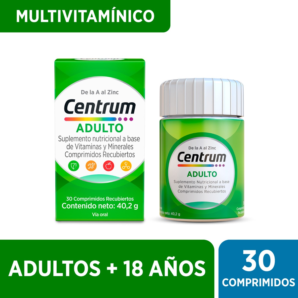 Suplemento Nutricional Centrum  Adulto - Frasco 30 UN, , large image number null