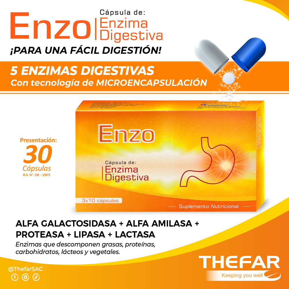 Enzo C&aacute;psulas De Enzimas Digestivas - Caja 30 UN, , large image number null