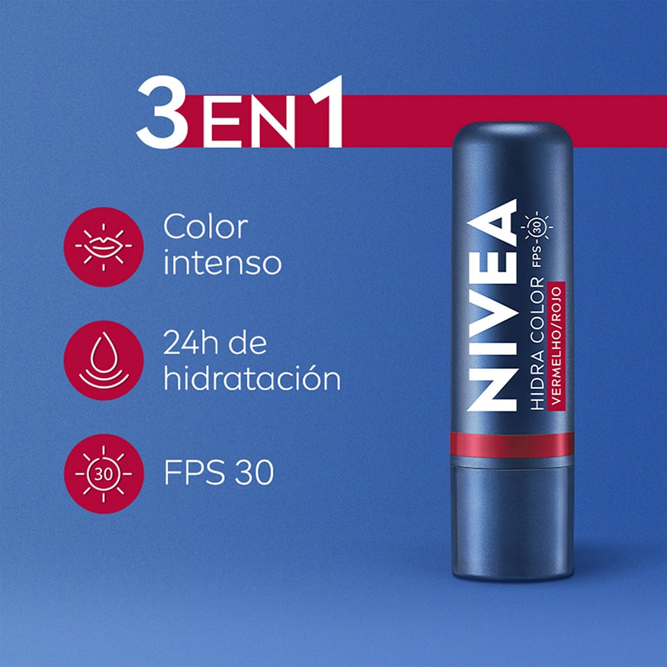 Labial Nivea Lip Care Red FPS 30 - Tubo 4,8 G, , large image number null
