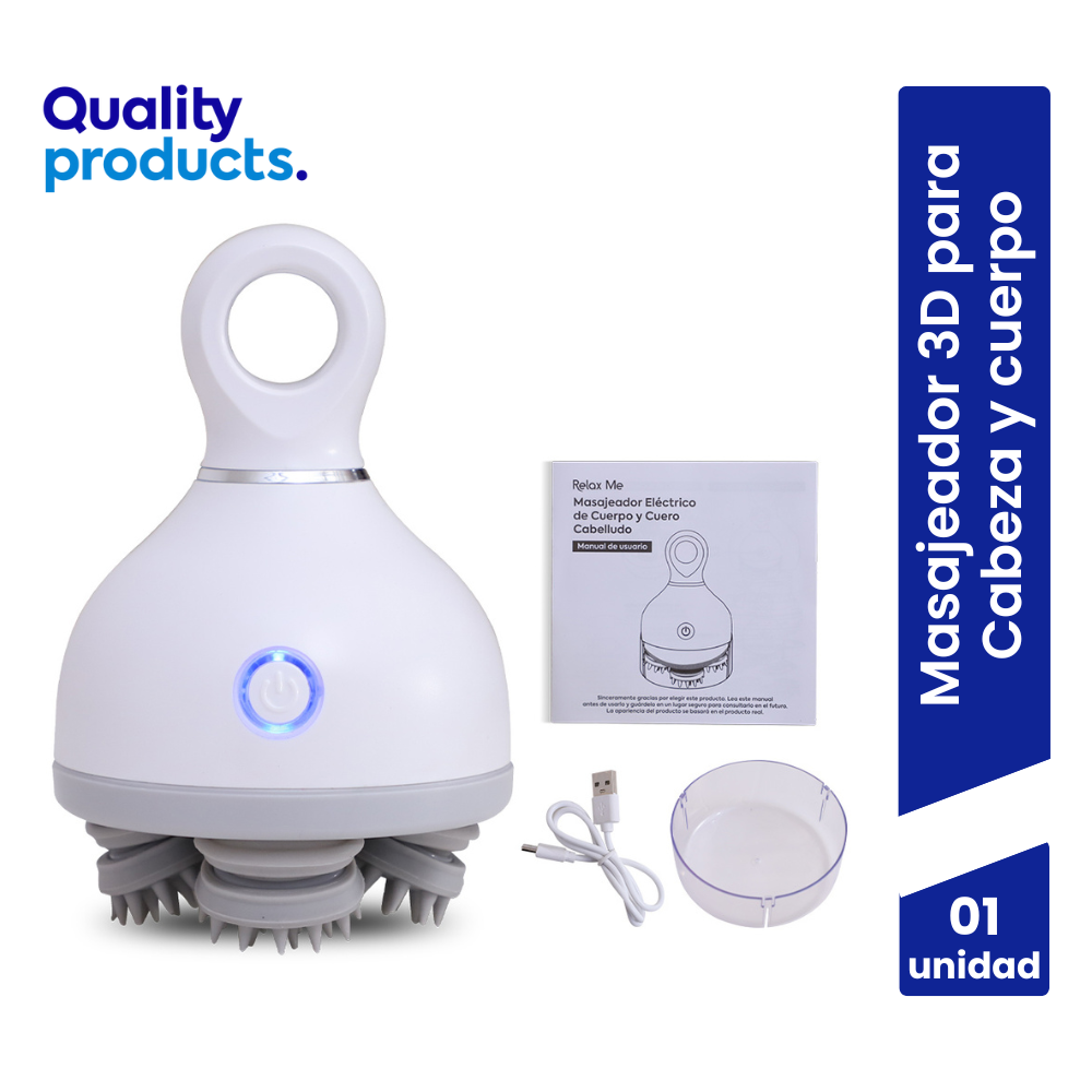 Masajeador El&eacute;ctrico Vibratorio 3D para Cabeza y Cuerpo Relax Me - Caja 1 UN, , large image number null