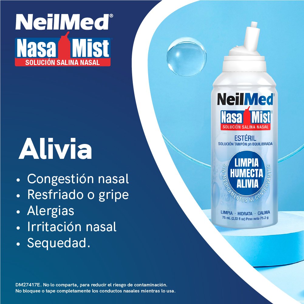 Soluci&oacute;n Salina Nasal Spray NeilMed NasaMist - Frasco 75 ML, , large image number null