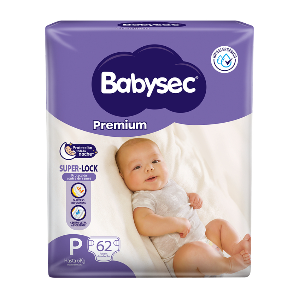 Pa&ntilde;al Babysec Premium Mega Talla P - Bolsa 62 UN, , large image number null