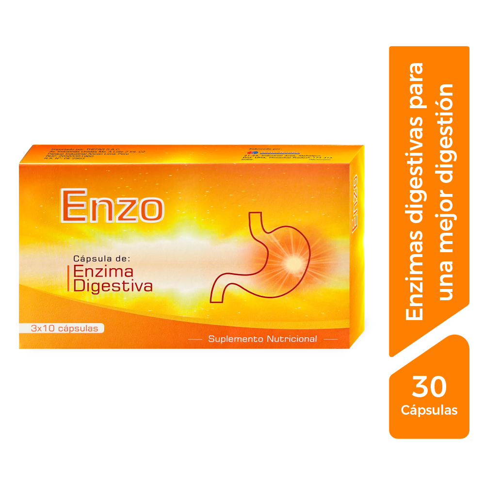 Enzo C&aacute;psulas De Enzimas Digestivas - Caja 30 UN, , large image number null