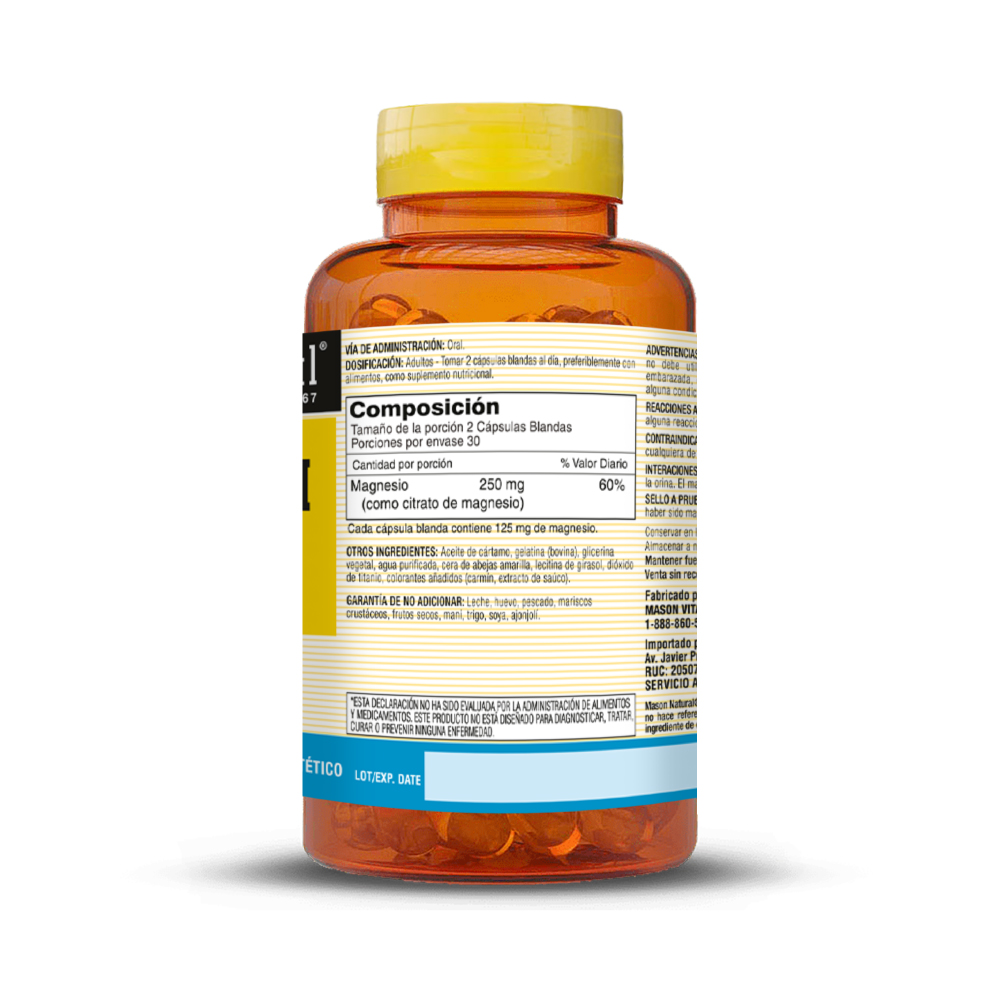 Magnesio Glicinato 250 MG C&aacute;psulas Blandas - Frasco 60 UN, , large image number null
