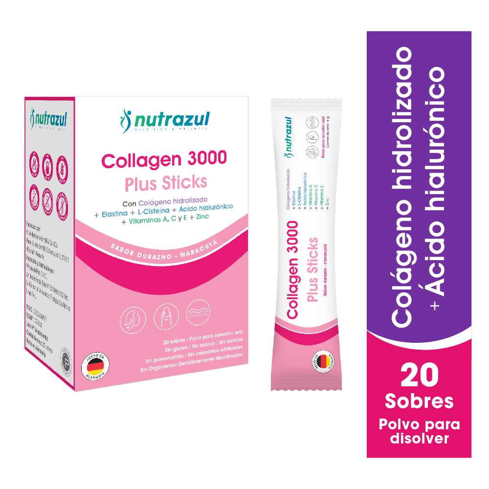 Nutrazul Collagen 3000 Plus Sticks - Caja 20 Sobres, , large image number null
