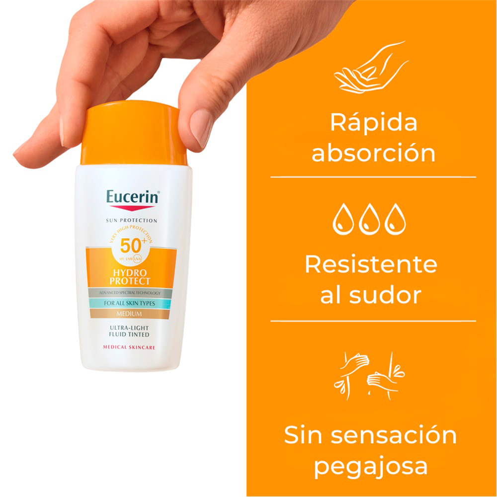 Eucerin Sun Hydro-Fluid Tono Medium FPS 50+ - Frasco 50 ML, , large image number null